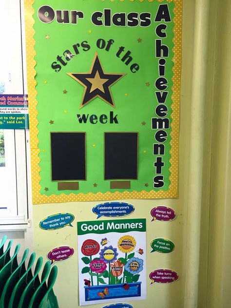 Stars of the week display Star Of The Week Ideas Preschool, Star Chart Ideas For Classroom, Star Of The Week Display, Star Of The Week Chart Ideas, Star Of The Week Bulletin Board, Star Of The Month Chart For Classroom, Student Work Display Ideas Classroom, Star Chart For Classroom, Star Of The Month Board Ideas