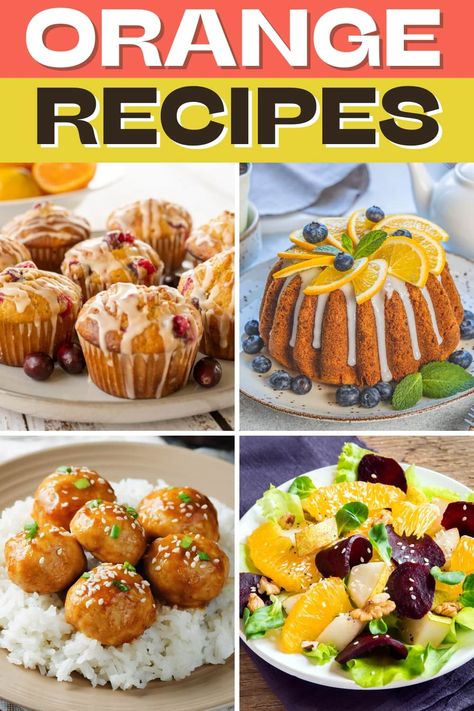 Got a bunch of oranges? Try these orange recipes! From scones to orange chicken to sherbet, you can enjoy tasty oranges at every meal or any occasion! Orange Potluck Food, Recipes That Use Oranges, Ways To Use Oranges, Naval Orange Recipes, Orange Color Appetizers, Navel Orange Recipes, Recipes For Oranges, Fresh Mandarin Orange Recipes, What To Do With Oranges