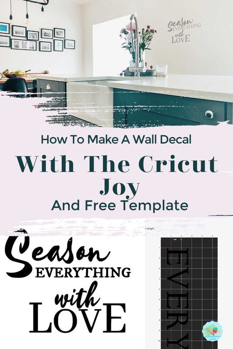 How to make a wall decal for the kitchen with the Cricut joy and free downloadable template Cricut Joy Wall Decals, Wall Decals With Cricut, Circuit Joy, Kitchen Vinyl Decals, Cricut Print And Cut, Kitchen Labels, Cricut Joy, Letter Wall, Cricut Vinyl