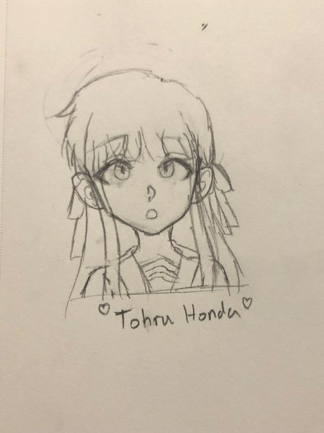 Character is Tohru Honda from Fruits Basket Fruits Basket Drawing Easy, Fruits Basket Sketch, A Fruit Basket Drawing, Fruits And Vegetables Basket Drawing, Drawing Fruit Basket Art, Tohru Honda Fruits Basket, Fruit Basket Drawing, Tohru Honda, Basket Drawing