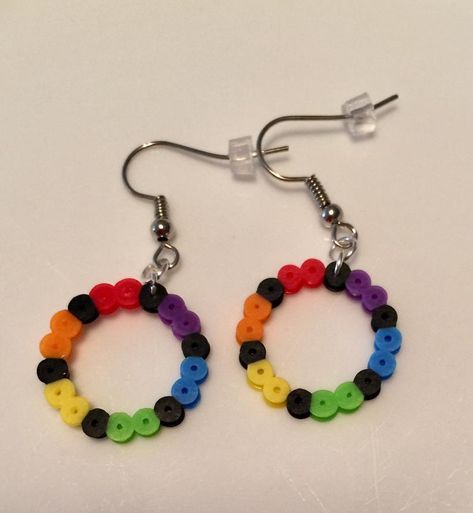 Rainbow pride hoop perler/hama earrings | Etsy Earrings Perler Beads, Perler Jewelry, Perler Bead Earrings, Perler Earrings, Pride Earrings, Easy Perler Bead Patterns, Quilling Earrings, Art Perle, Quilling Jewelry