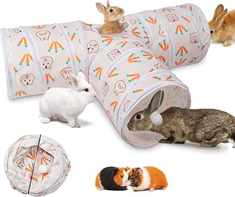 Bunny Hideout, Bunny Tunnel, Toys For Rabbits, Rabbit Tunnel, Chinchilla Toys, Small Animal Supplies, Cat Tunnel, Pet Crate, Animal Activities