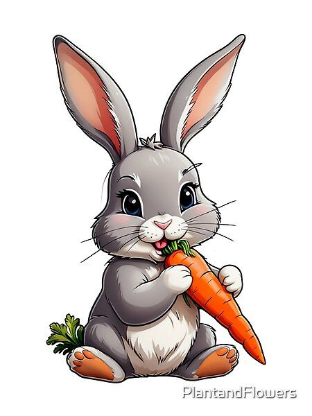 Illustration Lapin, Rabbit Eating Carrot, Cute Rabbit Illustration, Uskrsnje Ideje, Magnet Poster, Bunny Coloring, Rabbit Clipart, Rabbit Png, Eating Carrots