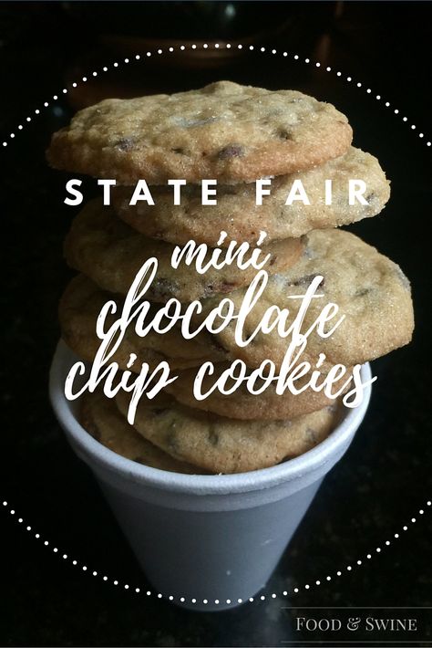 State Fair Mini Chocolate Chip Cookies are perfectly pop-able and great for fair themed parties, or any time! State Fair Cookies, Iowa State Fair Food, Fair Cookies, Mini Chocolate Chip Cookies, Summer Sweets, Dairy Desserts, Idaho State, Chocolate Chip Cookie Recipe, Chip Cookie Recipe