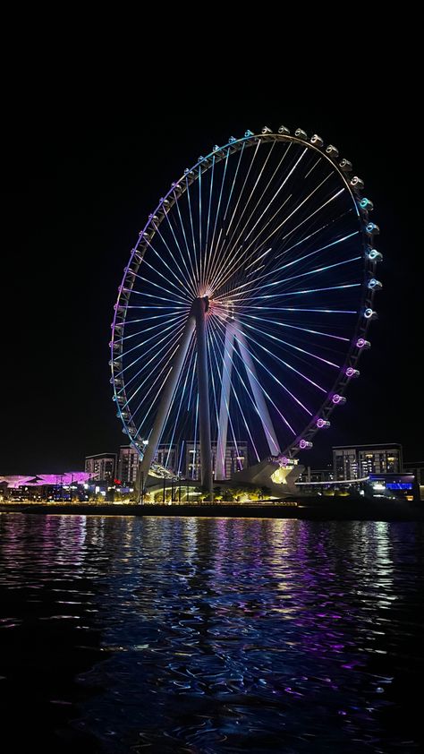 Ain Dubai, Dubai Photography Wallpaper, Ain Dubai Wheel, Dubai Aesthetic Night Wallpaper, Dubai Fountain Show Video, Dubai Fountain Show, Amoled Wallpapers, Wallpaper For Your Phone, Ferris Wheel