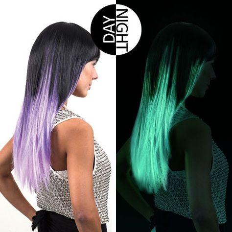 Glow in the dark hair/black light dye Drawling Designs, Glow In The Dark Hair, Neon Hair Color, Dark Hair Dye, Sunset Hair, Glow Hair, Huge Hair, Acorn Crafts, Festival Ideas