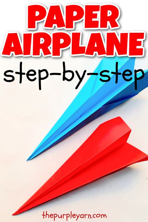 Paper Airplanes How To Make, Paper Airplane Steps, Easy Paper Airplane, Paper Airplane Template, Flying Paper, Easy Origami For Kids, Paper Aeroplane, Make A Paper Airplane, Airplane Kids