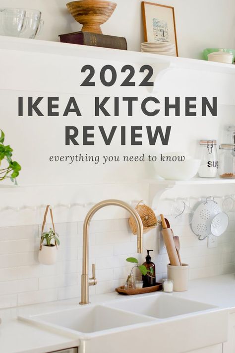 White ikea kitchen with gold accents Ikea Kitchen 2022, Ikea Sink Kitchen, Ikea Sinks Kitchen, Ikea Kitchen Metod White, Ikea Sink, Ikea Kasker Quartz Countertop, Ikea Kitchen Review, Ikea Kitchen Renovation, Ikea Kitchen Ideas White