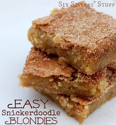 Snickerdoodle Blondies Recipe, Dizzy Cook, Snickerdoodle Blondies, Blonde Brownies, Chocolate Blondies, Six Sisters, Blondies Recipe, Snickerdoodles, Yummy Sweets