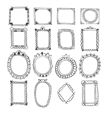 Drawn Frames Doodles, How To Draw A Frame Around A Picture, Doodle Picture Frame, How To Draw Frames, Illustrator Art Vector, Frames Drawing Ideas, Frame Sketch Drawings, Picture Frame Doodle, Photo Frame Drawing