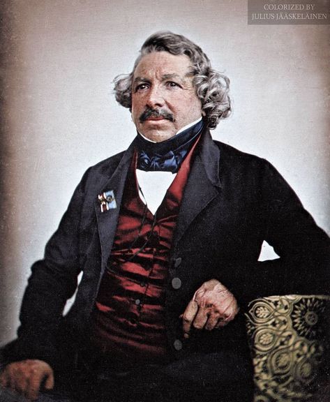 History in Color on Instagram: “Louis-Jacques-Mandé Daguerre, French artist and photographer, recognized for his invention of the daguerreotype process of photography,…” Louis Daguerre, Kaiser Wilhelm Ii, Photo Repair, History Photography, Kaiser Wilhelm, Phone Wallpaper Design, Long Exposure, Wallpaper Design, French Artists