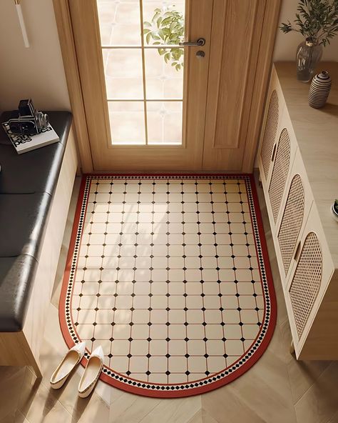 ✨ Welcome Home with the Roman Tile Door Mat! ✨ Step up your entryway game with a splash of retro flair! Our new Roman Tile Door Mat, with its gorgeous red border, vintage tile design, and unique arch shape, is here to make your doorstep pop with style! Feeling inspired? Bundle it with our kitchen mats and enjoy exclusive discounts! 🛒✨ #homedecorideas #homedecorinspo #homedecorideas #entrywaydecor #entrywaydesign #entryway #welcomehome #maisonmatta Vintage Tile Entryway, Tile Door Frame, Entry Way Tile Ideas Front Door, Talavera Tile Kitchen, Entryway Mat Indoor, Entryway Tile Floor, Retro Entryway, Mexican Tile Kitchen, Tile Entryway