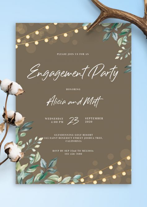 Download Printable Vintage Flowers Graduation Invitation PDF Engagement Invitation Card Design, Backyard Engagement Parties, Digital Invitations Design, Engagement Invitation Cards, Engagement Invitation Template, Medicine Student, Creative Invitations, Free Invitation Templates, Digital Wedding Invitations