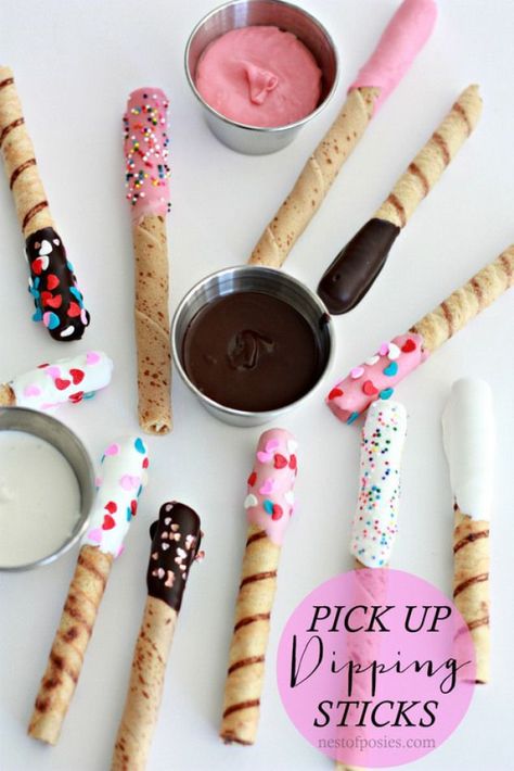 Pick Up {Dipping} Sticks.  Great for parties young or old, and perfect for the kids to make! Pick Up Sticks, High Tea Party, Dipped Cookies, Sugar Sprinkles, Kids Party Food, Snacks Für Party, Perfect Cookie, Party Treats, Party Snacks