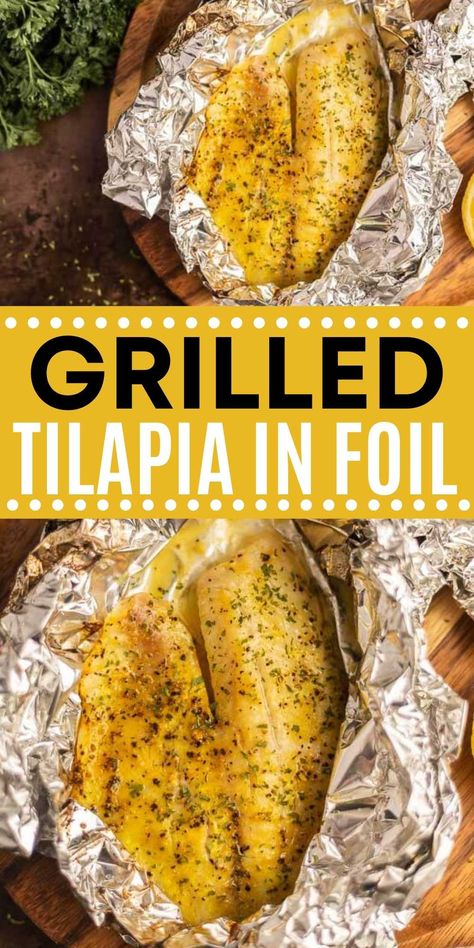 Grilled Tilapia in Foil - grillonadime.com Best Talipa Recipes, Baked Or Grilled Fish Recipes, How To Grill Tilapia On The Grill, Tilapia Foil Packet Grill, Grilled Fish In Foil Packets, How To Cook Frozen Tilapia, Grilled White Fish Recipes Foil Packets, Aluminum Foil Fish Recipes, Talipia Grill Recipes