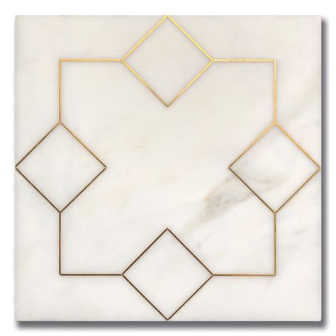 Wish Hope Calacatta (H) w/ Brass | Products | AKDO Tile Dealers Indian Tiles, Art Nouveau Bathroom, Akdo Tile, Inlay Flooring, Inlay Design, Coffee Table Furniture, Brass Inlay, Puja Room, Room Tiles