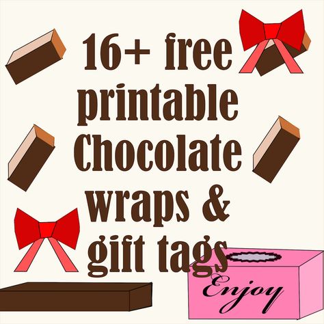 FREE printable chocolate wraps, covers and gift tags | easy last minute DIY ideas for advent calendars and elves stockings! Chocolate Labels Printables, Thanks A Chocolate Free Printable, Chocolate Wrapping Ideas, Diy Christmas Gifts Candy, Hanukkah Ideas, Emergency Chocolate, Candy Wrapping, Chocolate Bar Labels, Printables Ideas