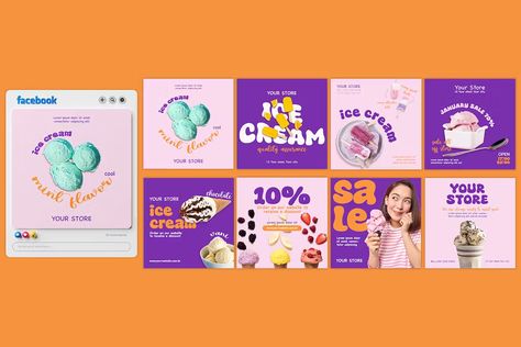 Ice Cream Shop Instagram Post Templates Get it now!! #socialmedia #social #media #promotion #instagram #facebook #facebookads #instagramads #instagrampromotion #facebookpromotion #instagramtemplate #facebookcover #socialmediadesign #bestdesign #instagrampuzzle #youtubecover #instagramtemplate #istagramsrtories #freedesign #graphicdesign #envato #envatomarket #envatoelements #freepik #creativemarket #behance #shutterstock #dribbble Ice Cream Social Media Design, Ice Cream Social Media Post, Ice Cream Social Media, Photoshop Tutorial Graphics, Instagram Promotion, Graphic Kit, Designing Ideas, Ice Cream Social, Graphic Design Ads