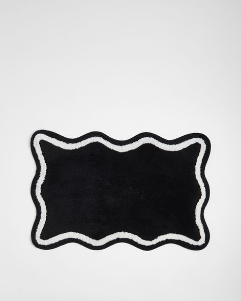 Audrey Scalloped Bath Mat - Black Mat Black, Edge Design, Scalloped Edge, Bath Mat, Bathroom Decor, Bath, Texture, Black