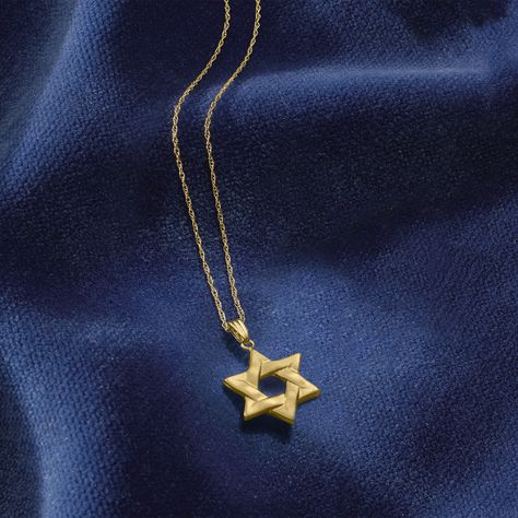 Ross-Simons - 14kt Yellow Gold Star of David Pendant Necklace. 18". Express your faith with this meaningful Star of David pendant necklace. Finely crafted in 14kt yellow gold and polished to a bright shine. Suspends from a rope chain. Made in Italy. Springring clasp, 14kt yellow gold Star of David pendant necklace. Star Of David Jewelry, Star Of David Necklace, Star Of David Pendant, Star Of David, Gold Star, Gold Stars, Rope Chain, Eden, Fine Jewelry