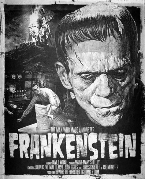 Frankenstein. Frankenstein 1931, Horror Movie Scenes, Horror Scene, Universal Studios Monsters, Frankenstein Art, Frankenstein Monster, Famous Monsters, Horror Monsters, Horror Posters