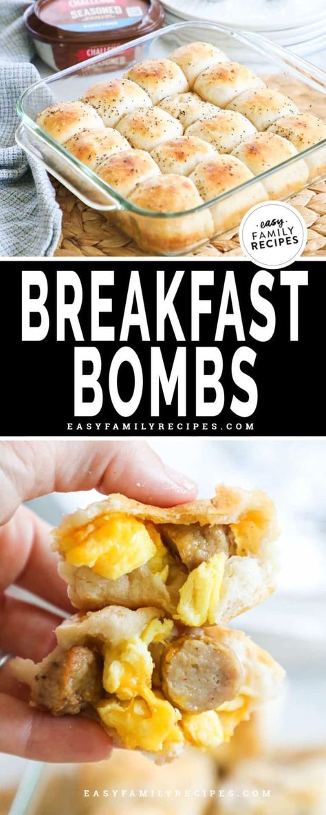 WOW! These stuffed biscuit Breakfast Bombs are DELICIOUS! Tender biscuits are stuffed with eggs, cheese, and bacon or sausage then brushed with everything butter and baked. My kids love these for breakfast in the morning. You can make them ahead of time and reheat, or even make as a breakfast freezer meal. They pack in the flavor and make a hearty, filling, flavor packed breakfast! Stuffed Breakfast Biscuit Ideas, Biscuit Filling Ideas, Biscuits Breakfast Ideas Pillsbury, Quick Breakfast Ideas With Biscuits, Canned Biscuit Recipes Breakfast Eggs, Breakfast Pillsbury Biscuits, Canned Biscuits Breakfast Ideas, Sausage And Biscuit Recipes, Stuffed Biscuit Recipe