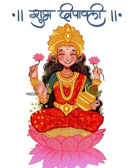 Lakshmi Devi Illustration, Happy Diwali Cartoon Images, Dhanteras Drawing Ideas, Diwali Animated Images, Lakshmi Maa Drawing, Diwali Cartoon Images, Laxmi Goddess Drawing, Laxmi Illustration, Maa Laxmi Drawing