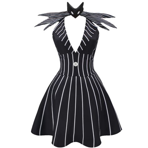 PRICES MAY VARY. Womens Night Before Christmas Jack Costume Dress Stripe Suit Dress with Bowtie Halloween Uniform Dress Design: Zebra striped dress skirt,realistic looking for your cosplay show when you wear this jack costume dress. Package Including: jack dress+bow tie Applicable occasions: This Jack role-playing costume can be paired with the same mask for better results. It can also be worn for daily wear. Perfect for Halloween, Christmas, birthday parties, school performances, carnivals, cos The Best Halloween Costumes For Women, Jack Skellington Women’s Costume, Cute Tie Outfits, Halloween Costumes For Mixed Women, Simple Cheap Halloween Costumes, Night Before Christmas Halloween Costume, Scary Cute Costumes, Iconic Horror Movie Costumes, Single Brunette Halloween Costume