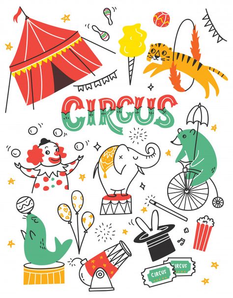 Cirque Vintage, Shin Nana, Circus Illustration, Circus Crafts, Circus Design, Circus Poster, Circus Animals, Circus Tent, Tattoo Project