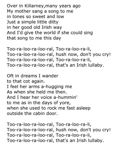 TOO-RA-LOO-RA-LOO-RA.....AN IRISH LULLABY...... By James Royce Shannon Irish Lullaby, Folk Song Lyrics, Lullaby Lyrics, Irish Folk Songs, Mary Oliver Poems, Irish Things, Irish Folk, Irish Songs, Campfire Songs