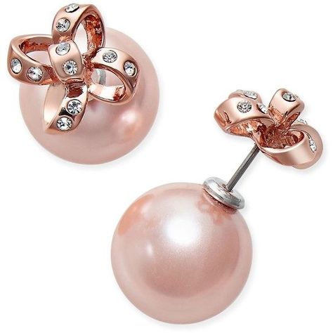 kate spade new york Rose Gold-Tone Imitation Pearl and Pave Bow... ($48) ❤ liked on Polyvore featuring jewelry, earrings, rose gold, faux pearl earrings, bow earrings, fake pearl jewelry, rose gold tone earrings and rose gold tone jewelry Faux Pearl Jewelry, Rose Gold Shoes, Gold Pearl Jewelry, Pave Jewelry, Front Back Earrings, Sparkle Shoes, Earrings Rose Gold, Faux Pearl Earrings, Kate Spade Earrings