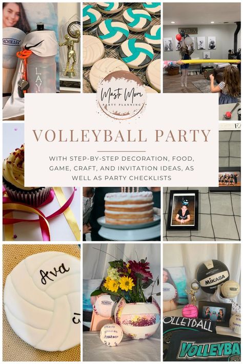 End Of Season Party Ideas, Volleyball Party Food Ideas, End Of Season Volleyball Party, Volleyball Birthday Party Ideas Decoration, Volleyball Themed Snacks, Volleyball Dessert Ideas, Volleyball Party Ideas Decorations, Volleyball Party Food, Volleyball Team Party Ideas