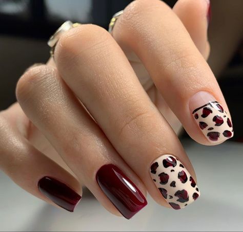 Brown Nail Art, Bright Nail Art, Cute Pink Nails, Maroon Nails, Cheetah Nails, Leopard Print Nails, Cute Spring Nails, Short Square Nails, Print Nails