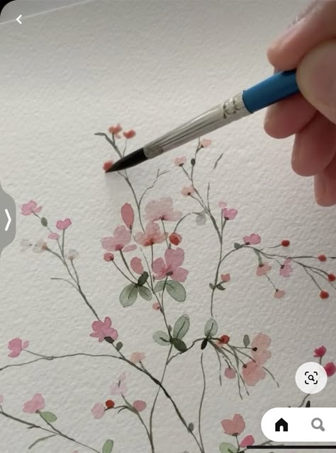 Flowers Drawing Painting, Watercolor Paintings Floral, Painting Inspo Watercolor, Flower Paintings Watercolor, Pretty Flowers Drawings, Painting Flowers Watercolor, Water Colour Flower Design, Water Colour Card Ideas, How To Paint Flowers Watercolor