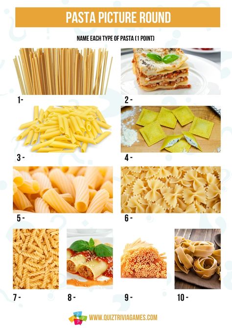 35+ Pasta Quiz Questions and Answers (inc. Picture Round) - Quiz Trivia Games Lancashire Hot Pot, Summer Quiz, Picture Quiz, Food Quiz, Geography Quiz, Christmas Quiz, British Desserts, Printable Food, Bangers And Mash