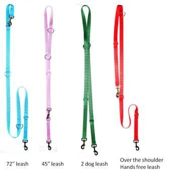 The European (Euro) leash has (4) different functions. The leash is 1 inch wide nylon webbing and is 80 inches long. It has a snap hook on both ends of the leash so you can attach it to the various d-rings and use it as a 72" leash, 45" leash, 2 dog leash, or over the shoulder/hands free leash. Hands Free Dog Leash, Hands Free Leash, All Breeds Of Dogs, Blue Dog Collar, Martingale Dog Collar, Grey Hound Dog, Pet Leashes, Dog Gear, Dog Collars & Leashes