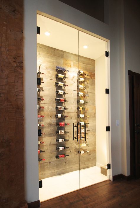 Diy Wine Wall, Wine Closet, Transitional Dining Room, Transitional Dining, Hall Closet, Wine Wall, Stud Walls, Vintage Storage, Diy Wine