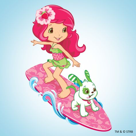 Strawberry Shortcake - Surfing Summer Cartoon Aesthetic, Tropical Core, Strawberry Shortcake Cartoon, Strawberry Shortcake Characters, Woodland Critters, Background Wallpapers, Hello Kitty Iphone Wallpaper, Hello Kitty Pictures, Landscape Scenery