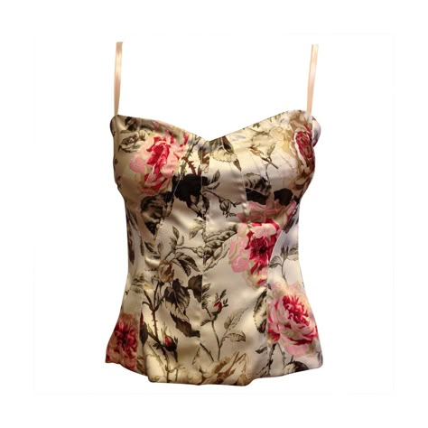 Dolce & Gabbana Cream Satin Floral Corset Tyler Style, Brown Corset, Moodboard Pngs, Floral Corset, Corset Style Tops, Cream Top, Clothing Pieces, Floral Print Tops, Wardrobe Inspiration