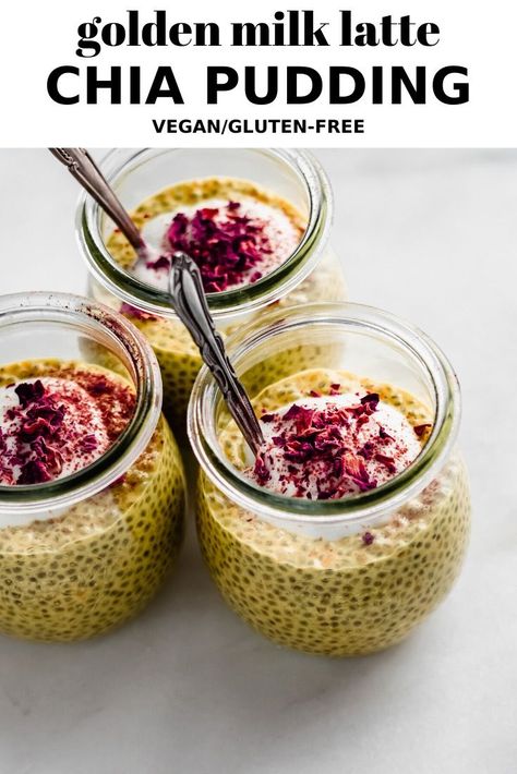 Chia Pudding Recipes Healthy, Golden Milk Latte, Chia Recipe, Coconut Chia Pudding, Dessert Vegan, Perfect Healthy Breakfast, Coconut Chia, Chia Pudding Recipes, Ginger And Cinnamon