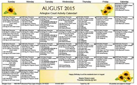 Nursing Home Calendar Ideas, August Senior Activities, August Activities For Seniors, August Crafts For Seniors, September Activities For Seniors, Long Term Care Activities, Activity Calendar For Seniors, Senior Care Activities, August Activities