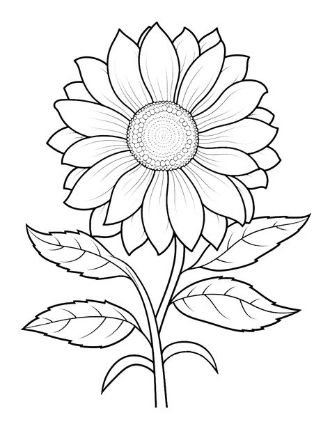 Cool and Realistic Sunflower Coloring Page - An advanced coloring page featuring a cool, realistic sunflower. Sunflower Colouring Pages, Sunflower Pattern Free Printable, Fall Coloring Sheets Free Printable, Flower Coloring Pages Free Printable, Fall Sketches, Sunflower Coloring, Message Cookies, Sunflower Coloring Pages, Printable Flower Coloring Pages