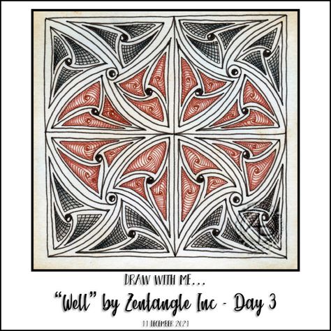 Draw with me … “Well” Zentangle pattern, day 3 – Angela Porter Angela Porter, Draw With Me, Zentangle Pattern, Micron Pen, Tangle Pattern, Tangle Patterns, Square Tile, Zentangle Patterns, Pen Drawing