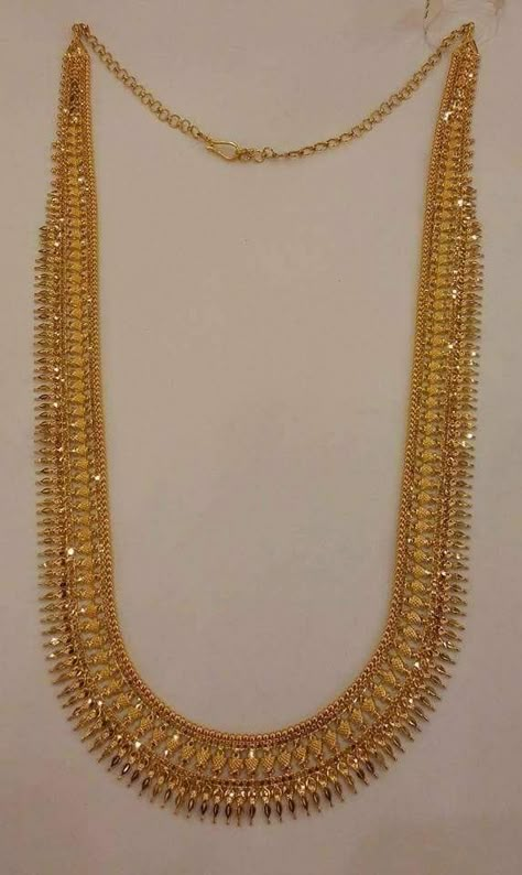 Long Necklace Gold Indian Jewelry Sets Simple, Gold Jewellery Long Necklace, Gold Jewellery Design For Bride, Aram Design Gold, Gold Necklace Design Indian, Wedding Gold Necklaces For Bride, Simple Gold Long Necklace Designs, Jewelry Design Necklace Gold Long, Gold Jewels Design Long Necklace