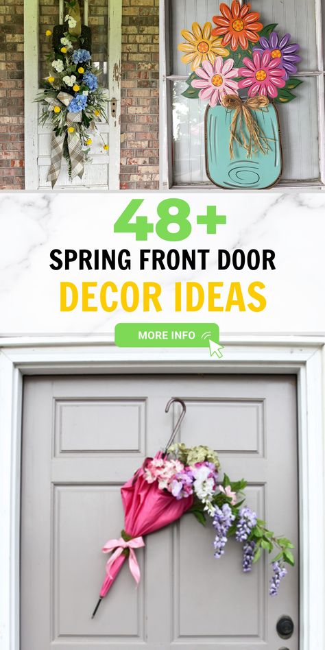 🌸 Open the Door to Spring: 48+ Inspiring Front Door Decor Ideas to Brighten Your Entryway! Infuse your home with the charm and freshness of the season with these captivating decor ideas for your front door. From pastel hues to blooming florals, welcome spring in style with these inspiring decor ideas. #SpringEntryway #BrightenYourHome #FrontDoorCharm Spring Front Door Decor, Front Door Decor Ideas, Spring Front Door, Welcome Design, Door Wreaths Diy, Door Decor Ideas, Open The Door, Welcome Spring, Pastel Hues