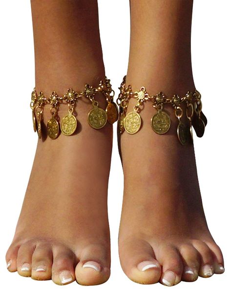 Bienvenu Vintage Coin Ankle Bracelet Tassel Gypsy Festival Beach Bohemian Anklet, Gold Coin Anklet, Cute Anklets, Anklet Gold, Beach Bohemian, Foot Bracelet, Anklets Boho, Face Jewels, Beach Anklets, Women Anklets