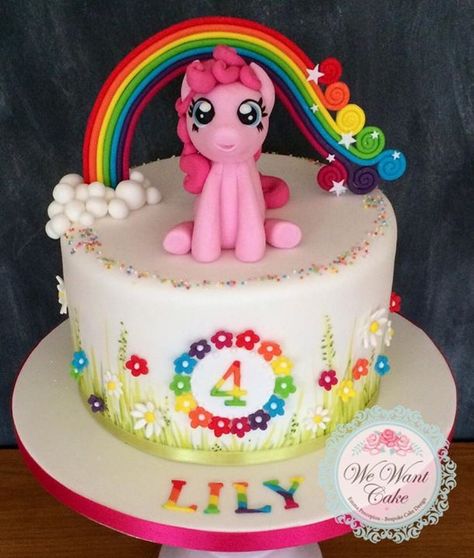 Djecije Torte, Pinkie Pie Birthday, Pie Birthday Cake, Pinkie Pie Cake, Pie Birthday, Girly Birthday Cakes, Unicorn Birthday Decorations, My Little Pony Cake, Little Pony Cake