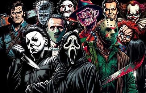 Horror Wallpaper Laptop, Work Pictures, Slasher Movies, Horror Artwork, Horror Movie Icons, Horror House, Horror Movie Characters, Horror Icons, Horror Movie Art