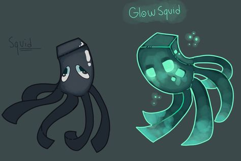 Minecraft Squid, Glow Squid, Rp Aesthetic, Minecraft Mobs, Minecraft, Quick Saves, Art