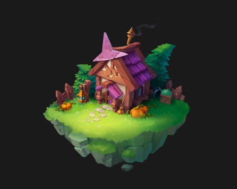 Magical House, Magical Home, 2d Game Art, Casual Art, Spooky House, Creative Drawing Prompts, Casual Game, Witch House, Creative Drawing